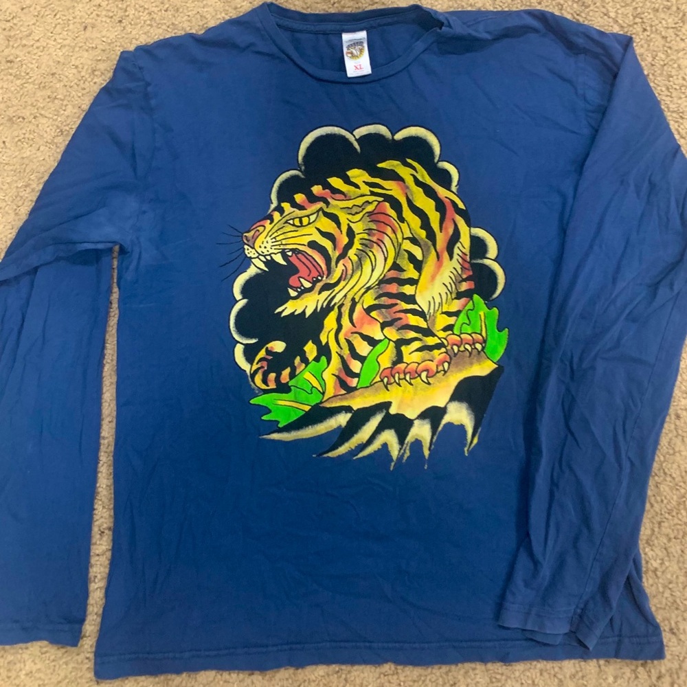 Men’s long sleeve blue tiger Ed hardy long sleeve